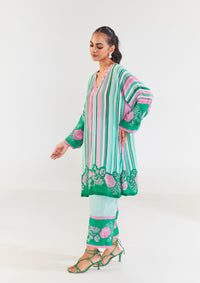 Peas In A Pod Teal and Pink Kaftan Kurta Set