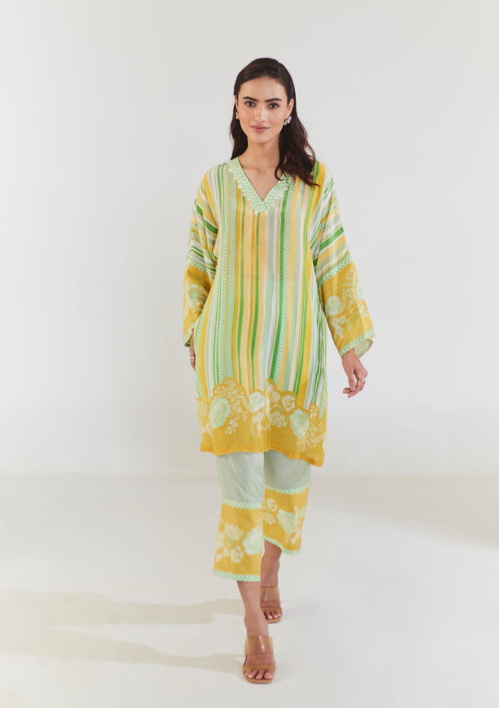 Peas In A Pod Sage and Honey Kaftan Kurta Set