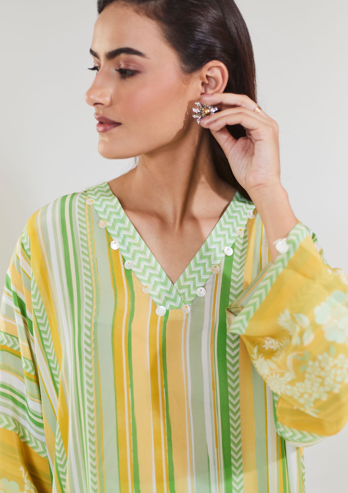 Peas In A Pod Sage and Honey Kaftan Kurta Set