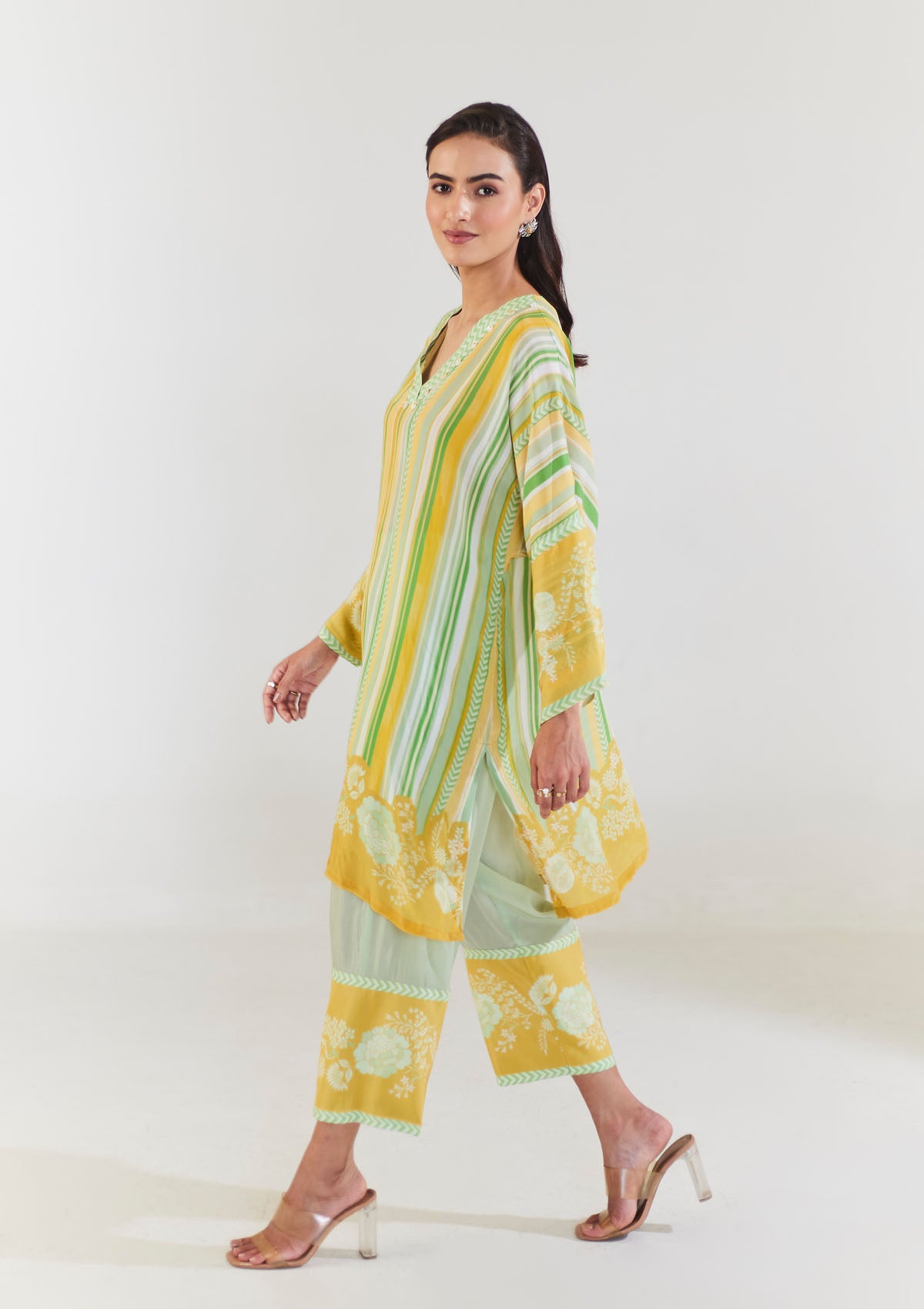 Peas In A Pod Sage and Honey Kaftan Kurta Set