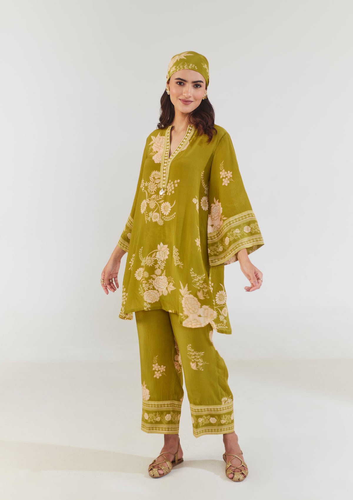 Sun and Sky Sage Short Kurta Set