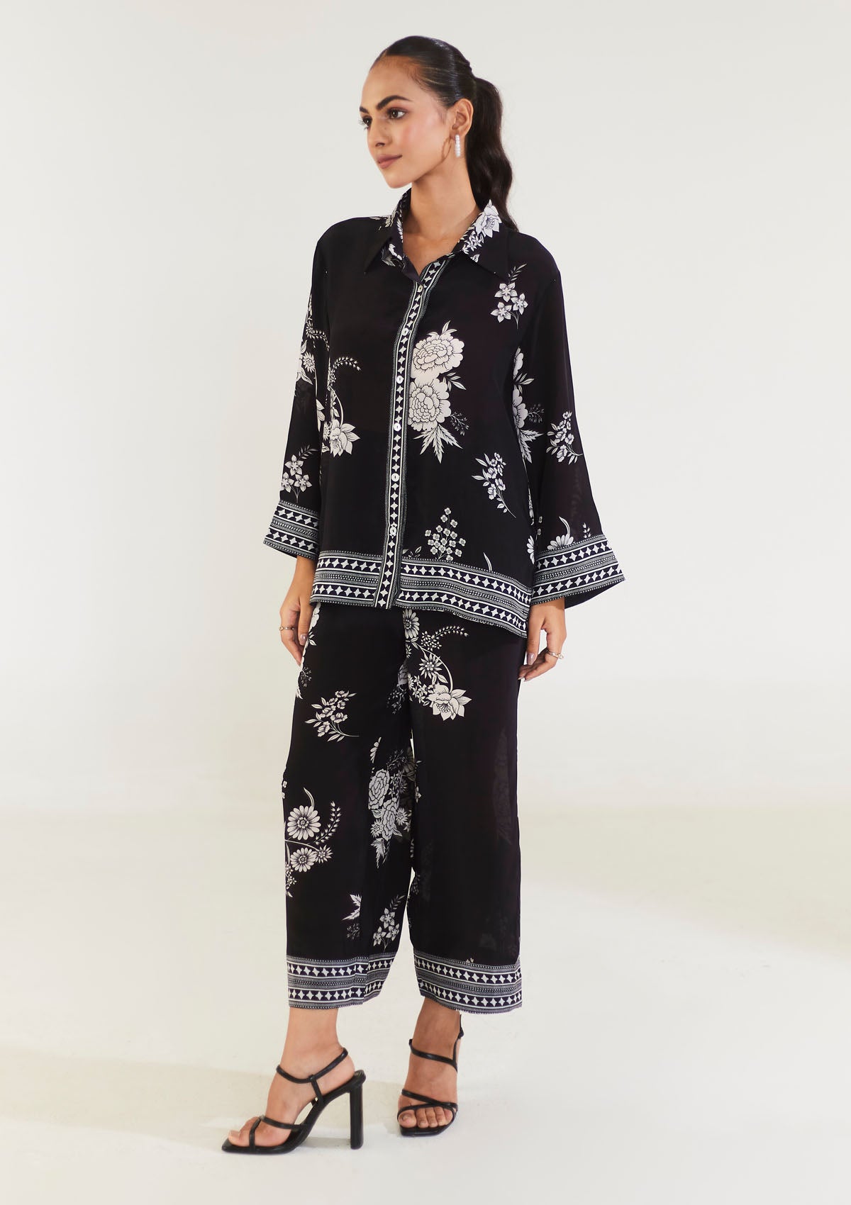 Sun and Sky Black Print Co-ord Set