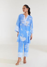 Sun and Sky Powder Blue Short Kurta Set