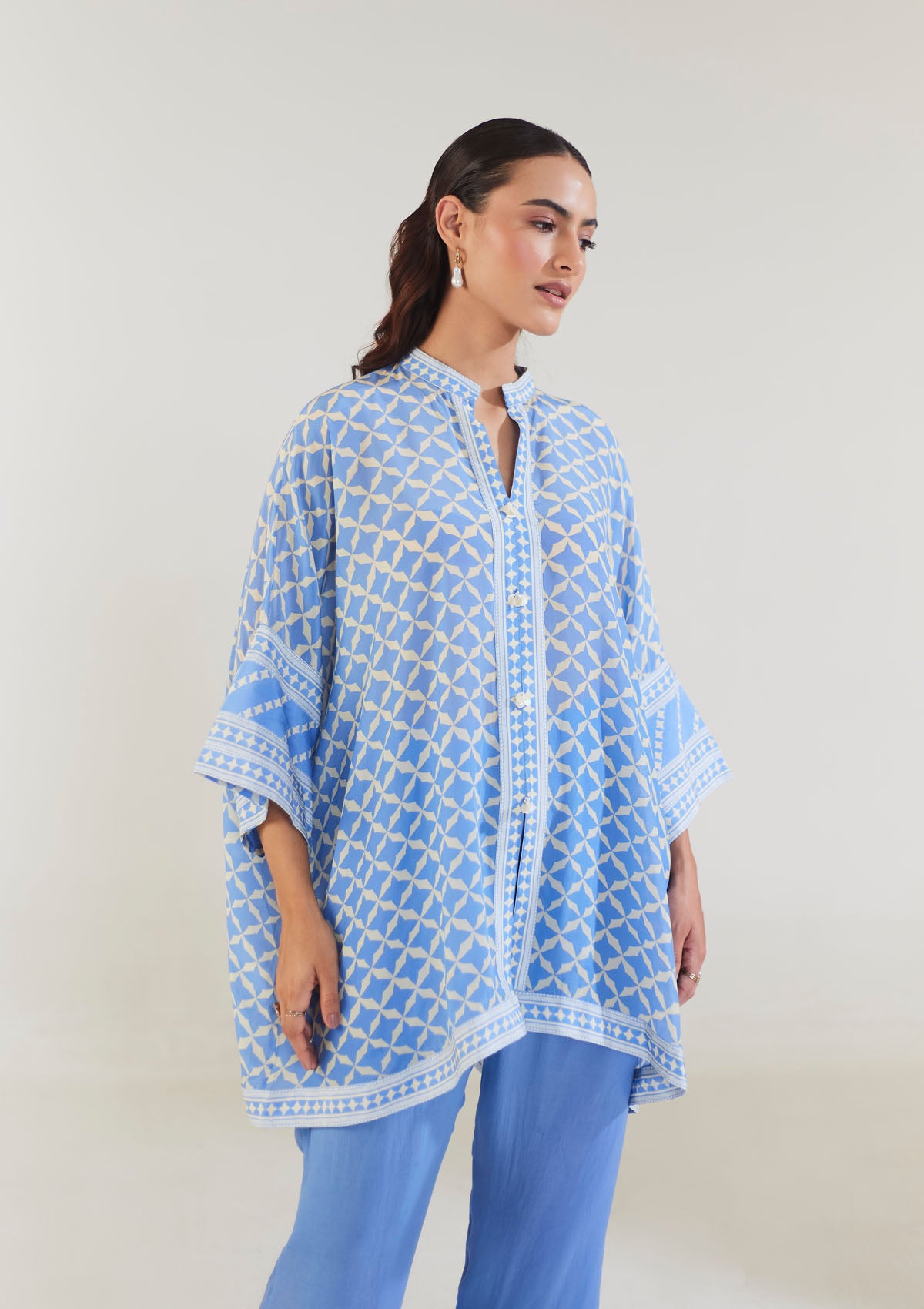 Yin and Yang Powder Blue Boxy Shirt Set