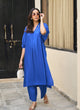 Blue Collared Kaftan Set