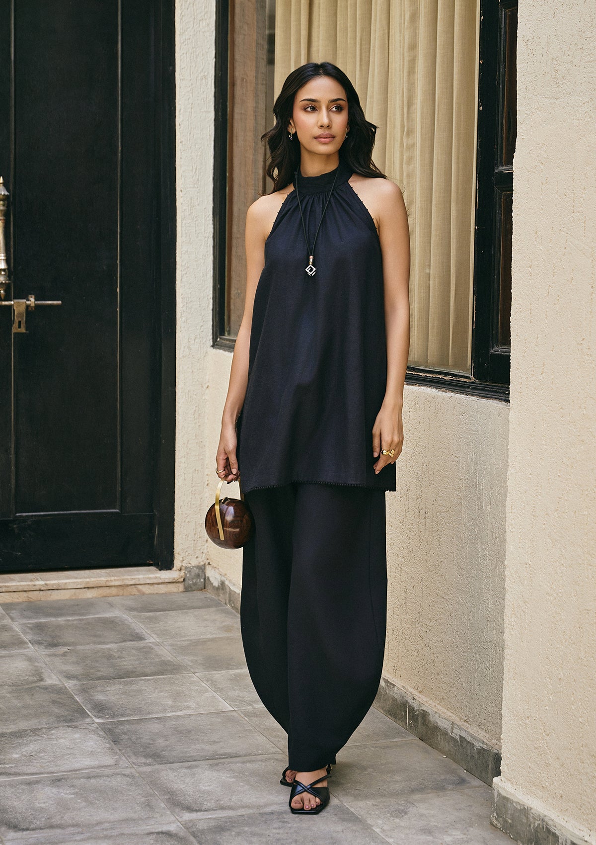 Black Balloon Pant Set