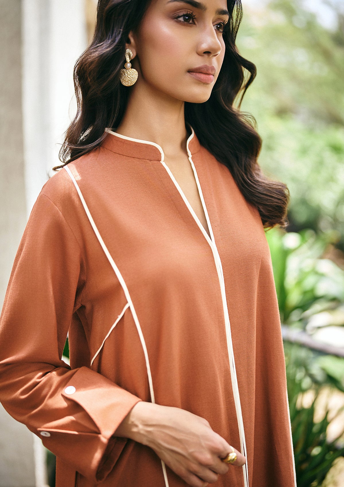 Terracotta Panelled Kurta Set