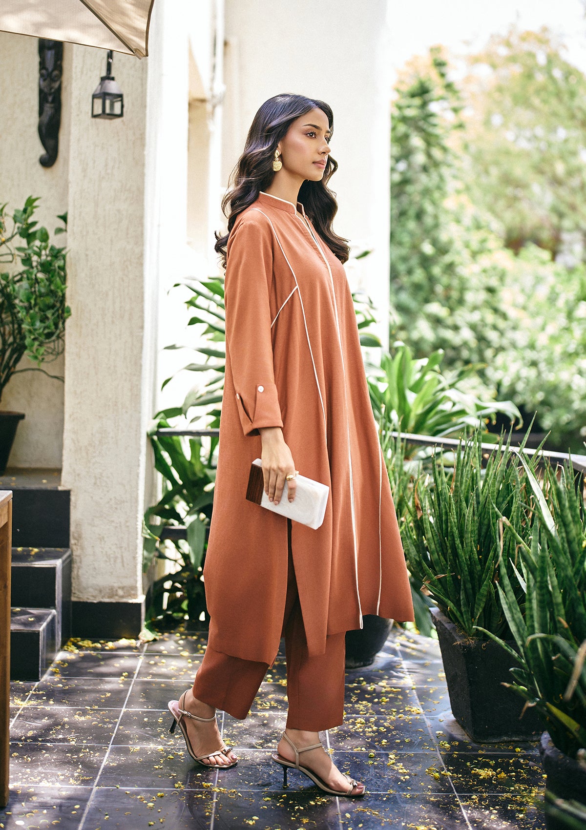 Terracotta Panelled Kurta Set