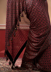 Sindh Plum and Onyx Saree Set