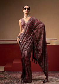 Sindh Plum and Onyx Saree Set