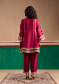 Embroidered Cerise Short Kurta Set