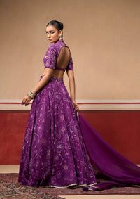 Phool Plum Lehenga Set