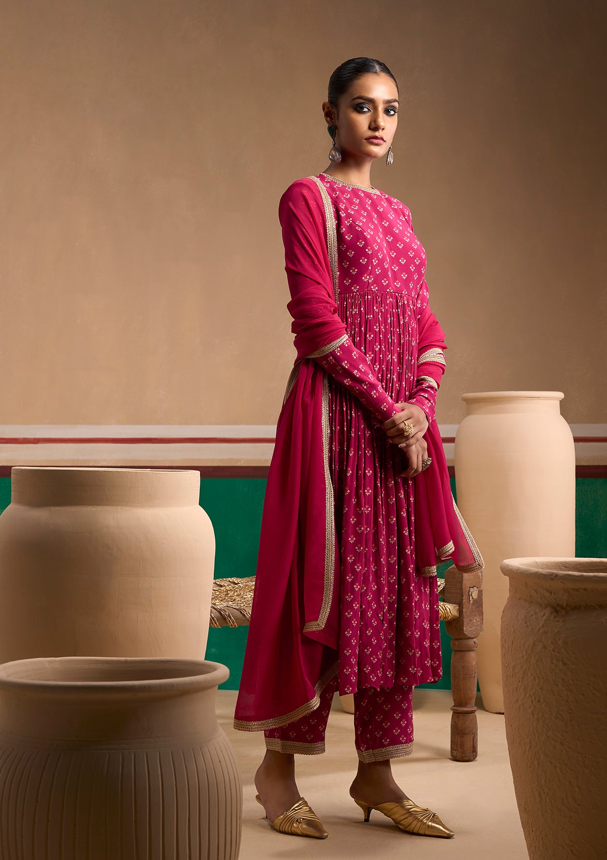 Ira Cerise Anarkali Set