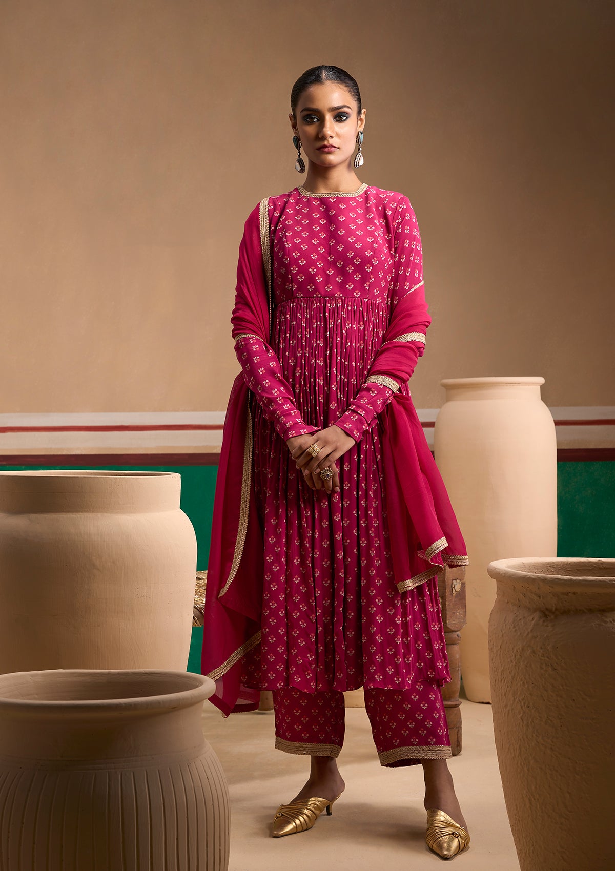 Ira Cerise Anarkali Set