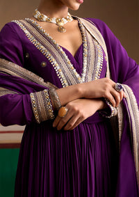 Plum Anarkali Set