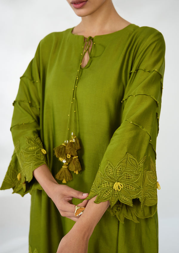 Sage Florale Kaftan Set