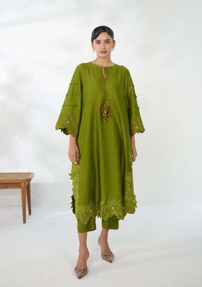 Sage Florale Kaftan Set