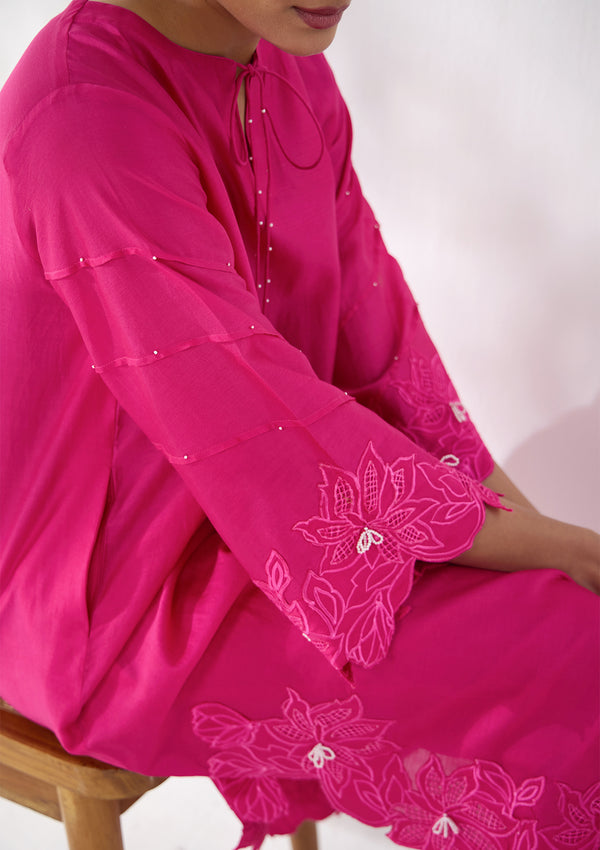 Fuchsia Florale Kaftan Set
