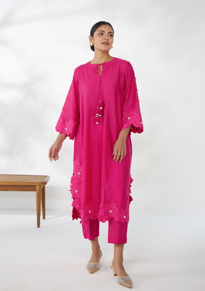 Fuchsia Florale Kaftan Set
