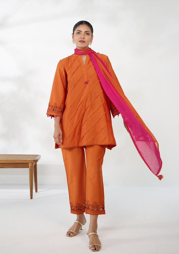 Saffron Tropical Kurta Set