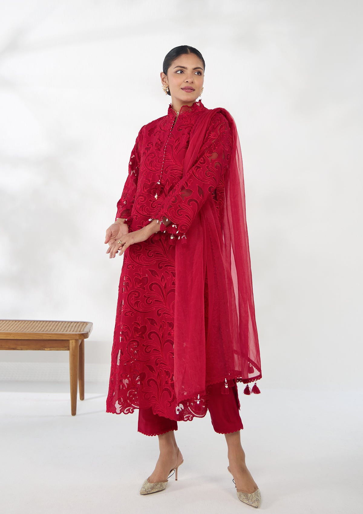 Ruby Applique Embroidered Kurta Set