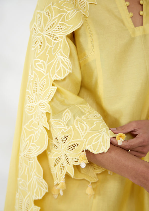 Butter Yellow Florale Kurta Set