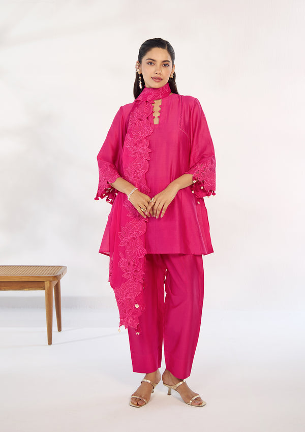 Fuchsia Florale Kurta Set