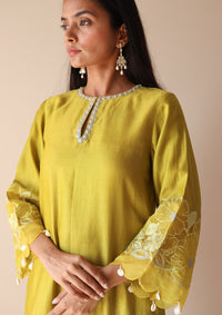 Lime Applique Kurta Set