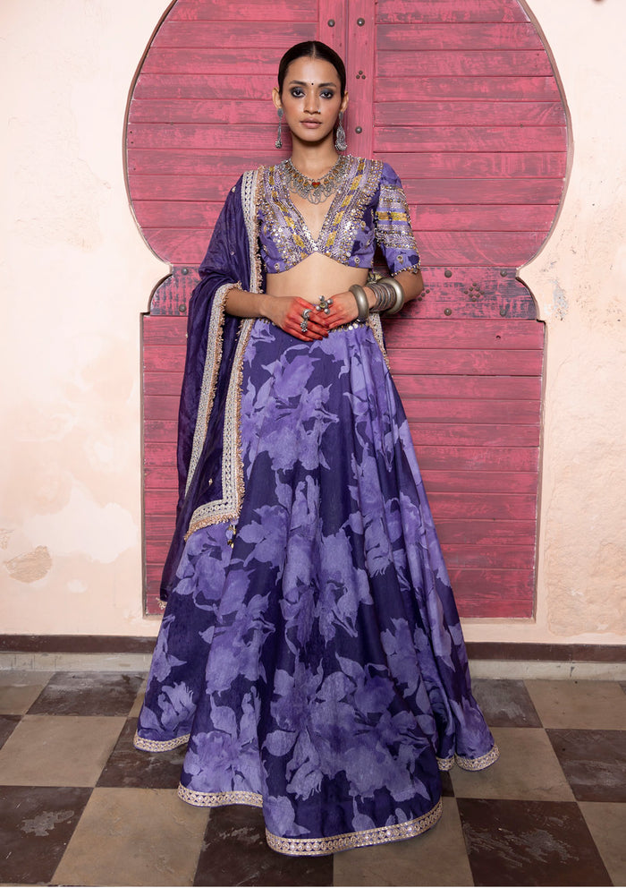 Saiee Manjrekar in Amara Orchid Embroidered Lehenga Set