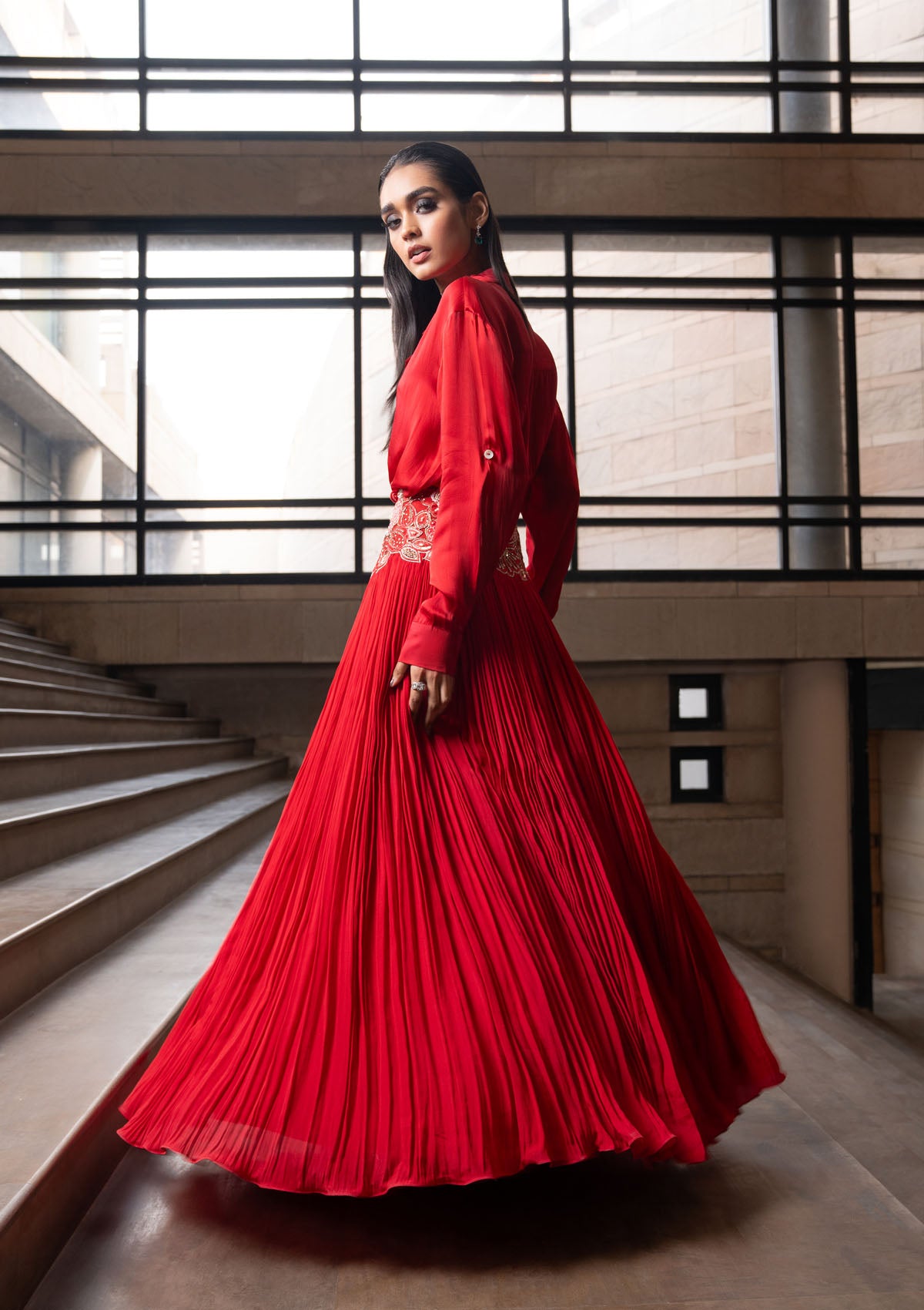 Crimson Shirt and Lehenga Set