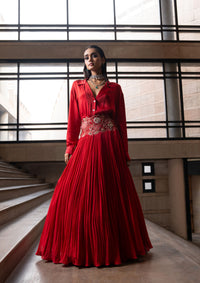 Crimson Shirt and Lehenga Set