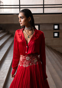 Crimson Shirt and Lehenga Set