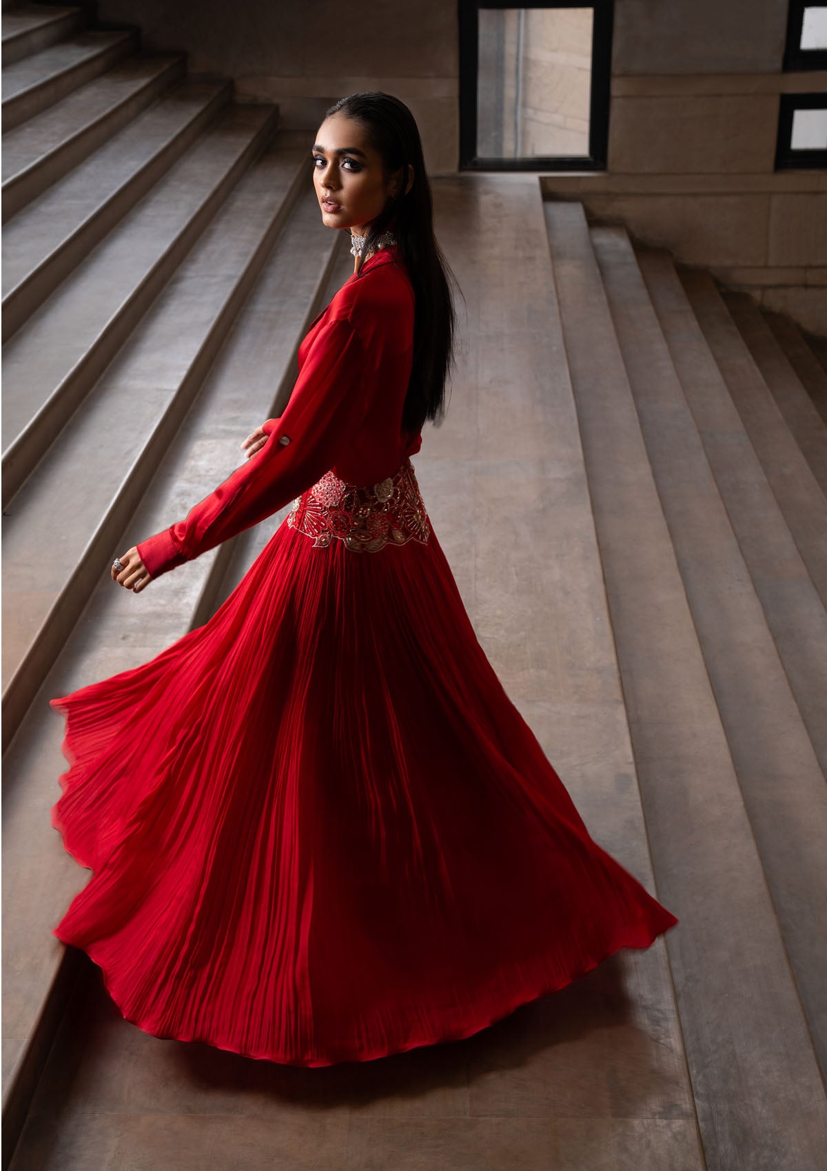 Crimson Shirt and Lehenga Set