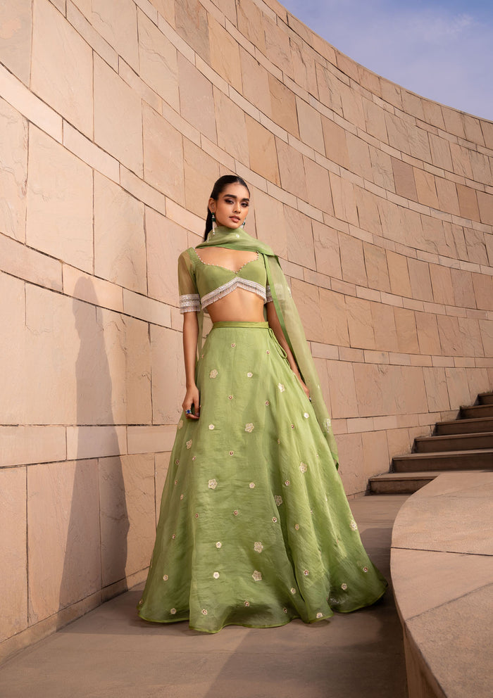 Sage Buti Lehenga Set