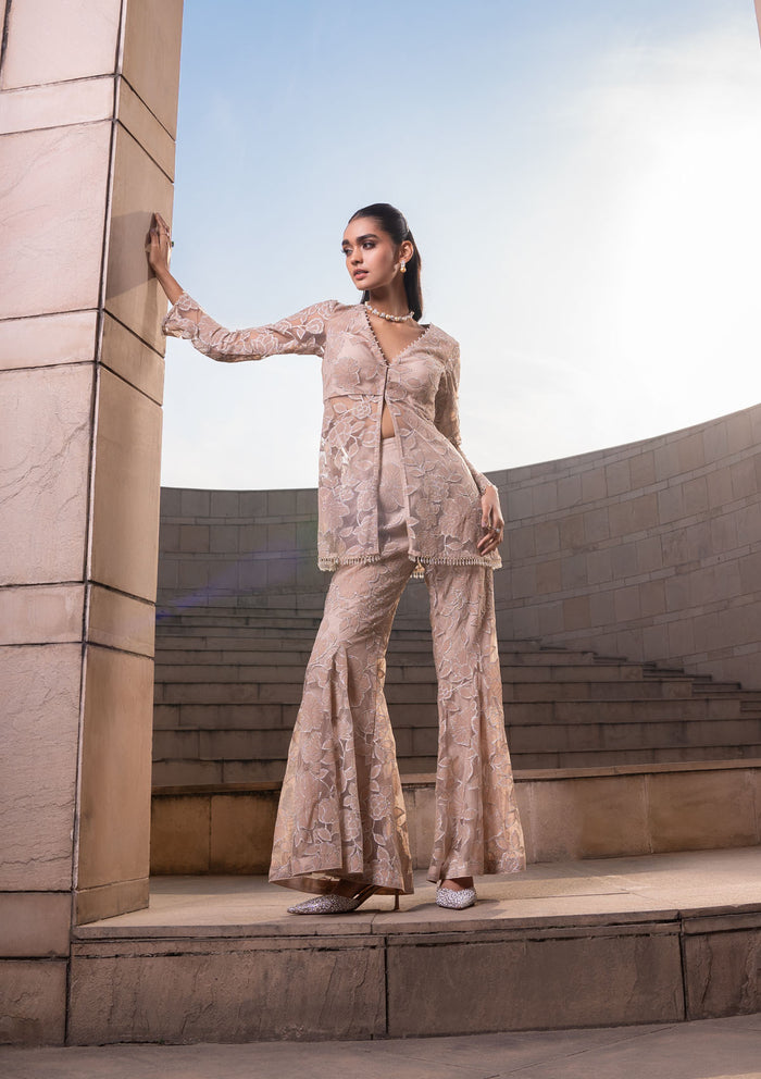 Taupe Jaal Tunic Set