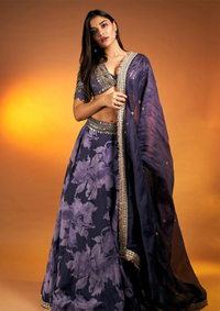 Saiee Manjrekar in Amara Orchid Embroidered Lehenga Set (Sale)