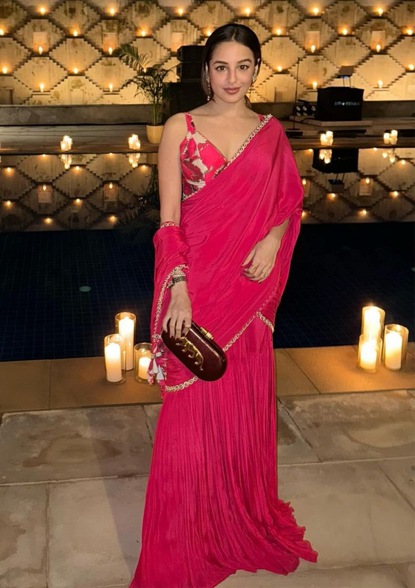 Anaita Shroff in Amara Fuchsia Pleated Saree Set