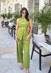 Sage Mandarin Knotted Sleeveless Set