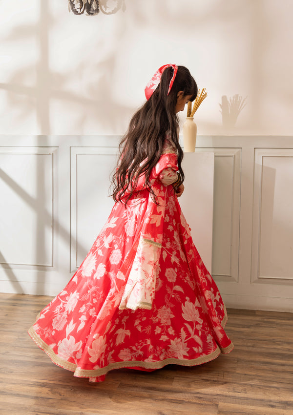 Kids Peony Scallop Lehenga Set