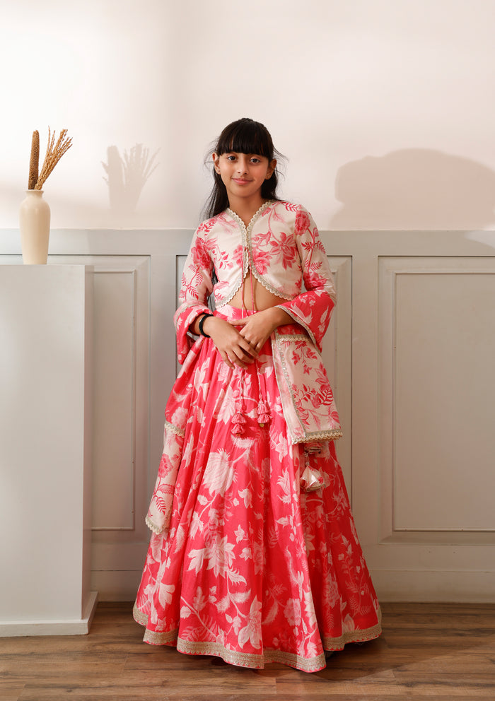 Kids Peony Scallop Lehenga Set