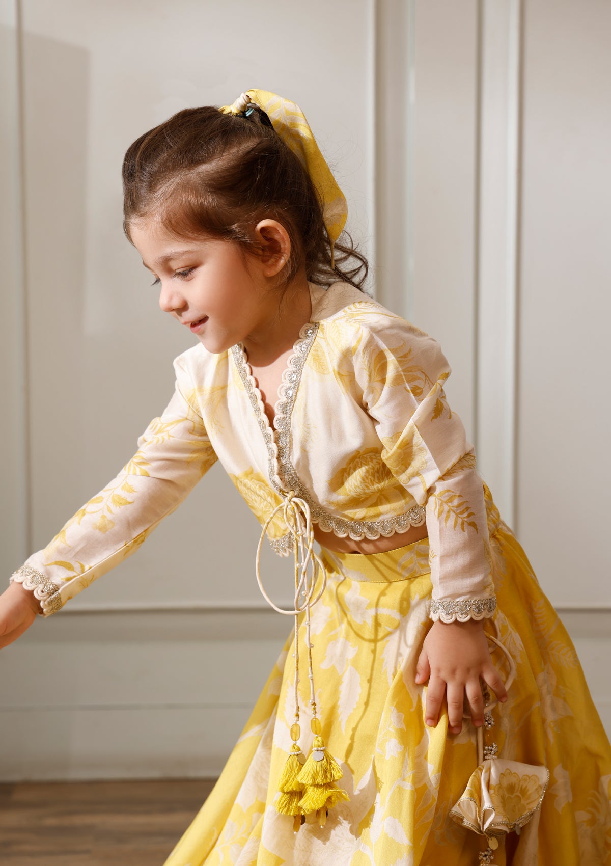 Kids Citrus Scallop Lehenga Set