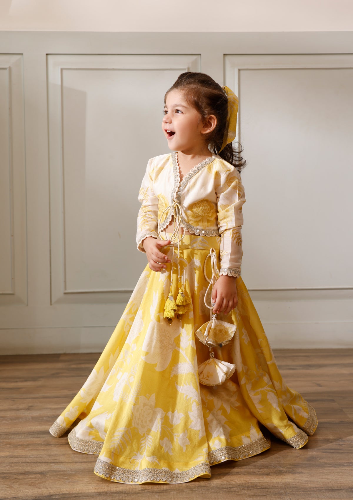 Kids Citrus Scallop Lehenga Set