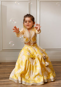 Kids Citrus Scallop Lehenga Set