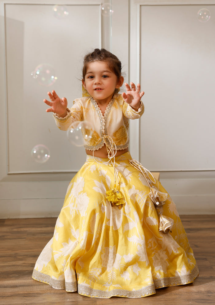Kids Citrus Scallop Lehenga Set