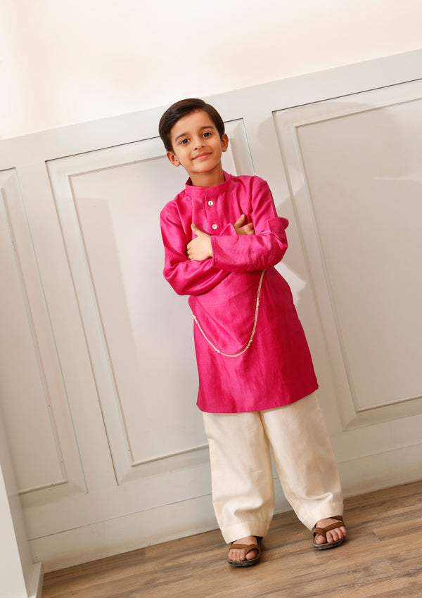 Kids Fuchsia Wave Kurta Set