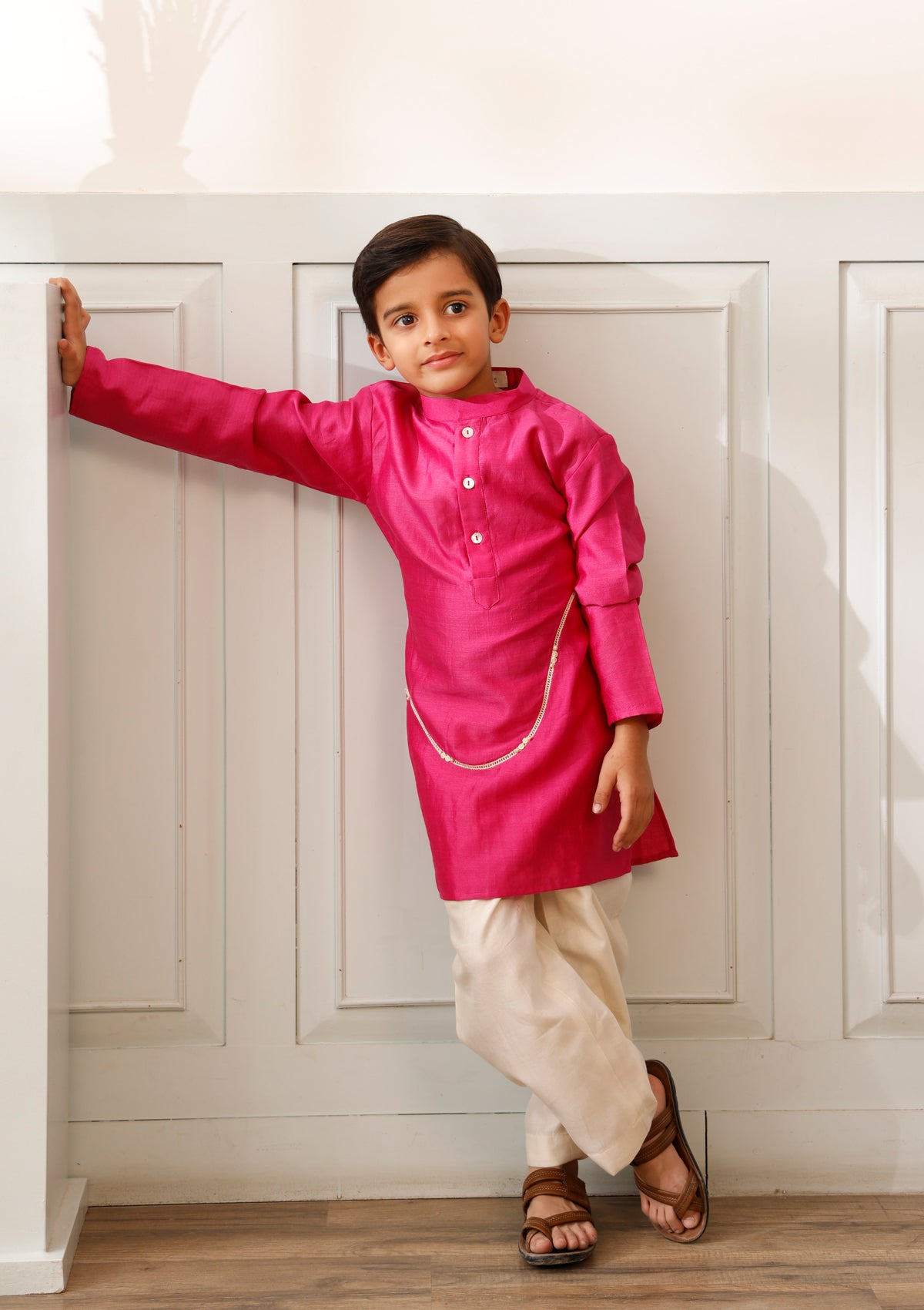 Kids Fuchsia Wave Kurta Set