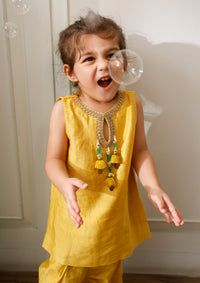 Kids Yellow Farshi Kurta Set