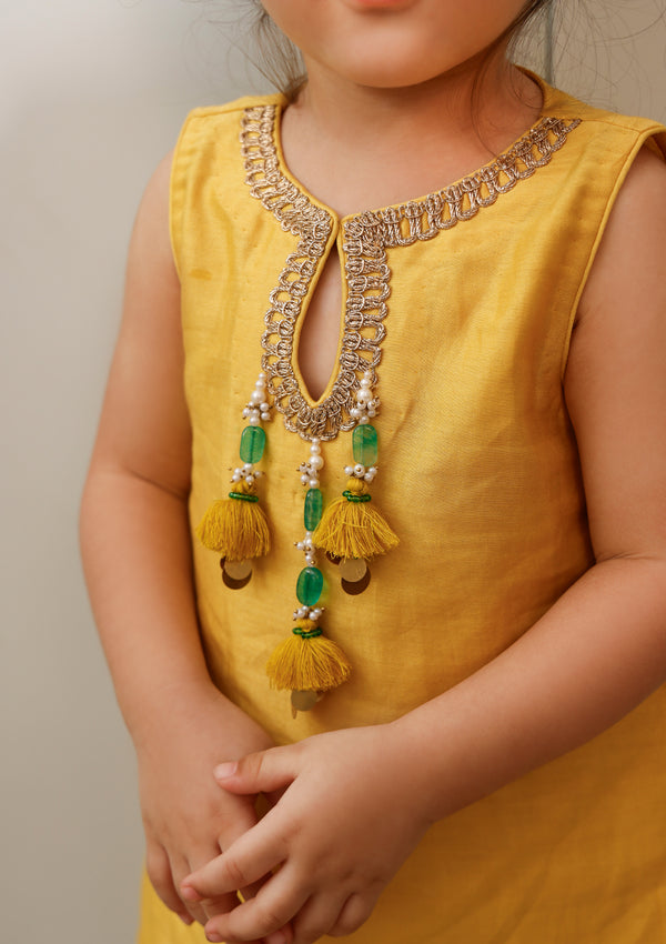 Kids Yellow Farshi Kurta Set