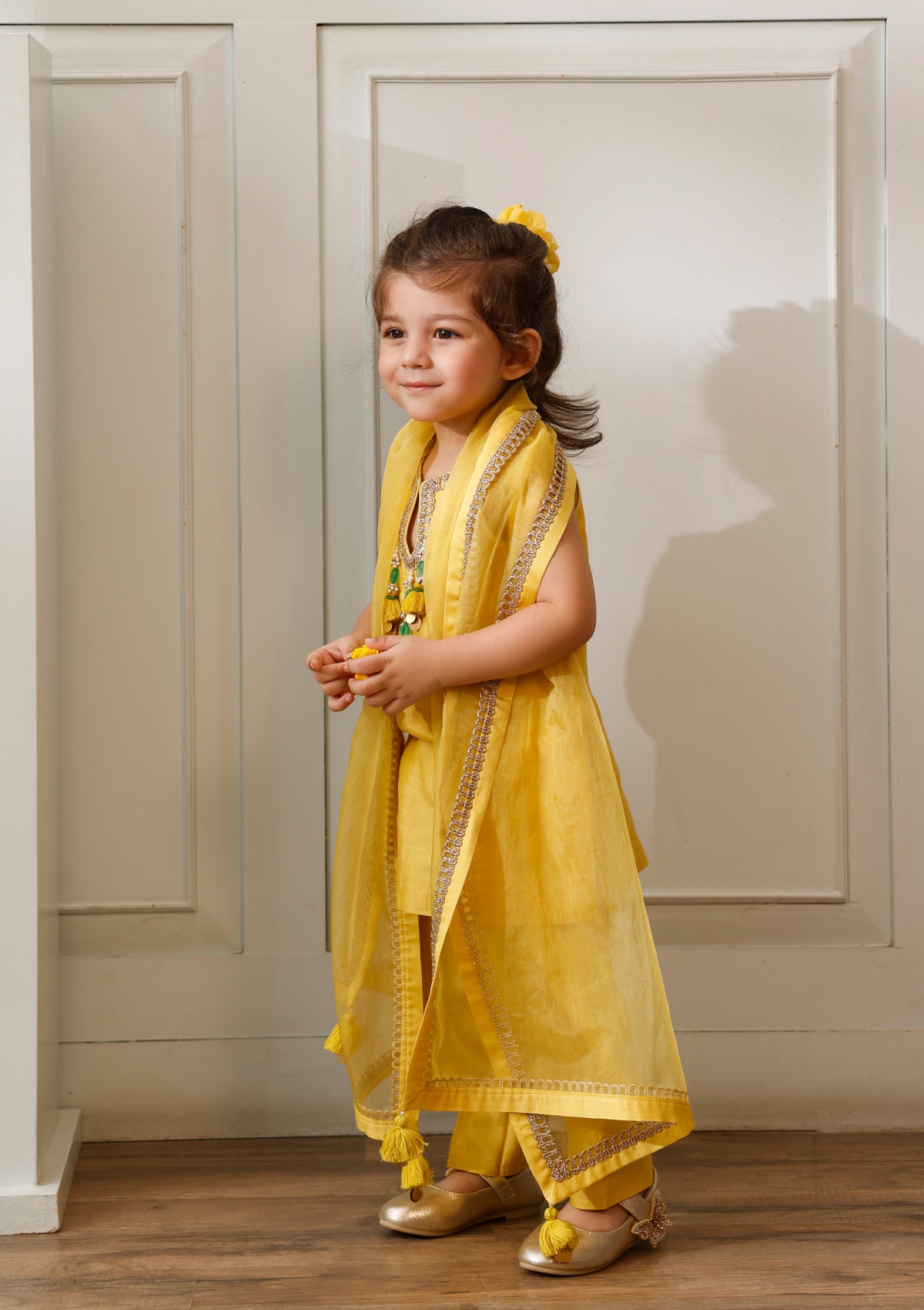 Kids Yellow Farshi Kurta Set