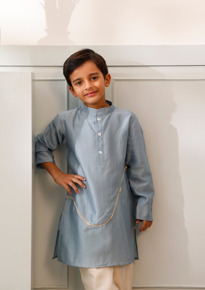 Kids Ice Blue Wave Kurta Set